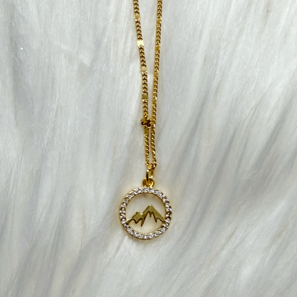 Rhinestone Mountain Charm Necklace